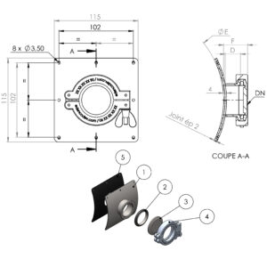 001_90604_xxx Piquage Pneurop à riveter sur gaine cylindrique